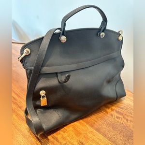 FURLA Black Leather Two Sided Top Handle Shoulder Bag